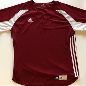 Men’s Adidas Athletic Button Down Red Shirt XXL